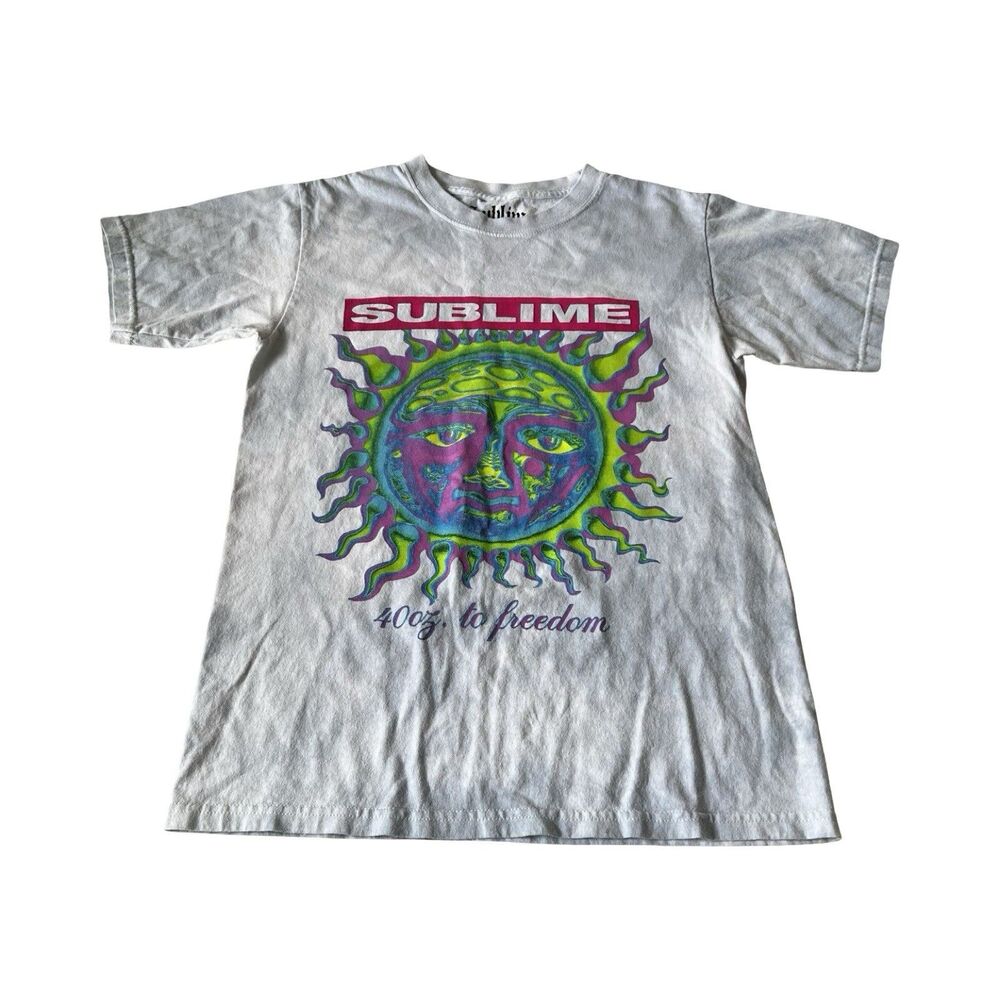 Sublime 40oz to Freedom Sun Graphic Tee Gray Wash Cotton Shirt SM 2021‎ RN 90355